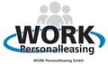 WORK Personalleasing GmbH logo zeigt graue Männchen und einen ovalen blauen kreis mit schwarzem Schriftzug